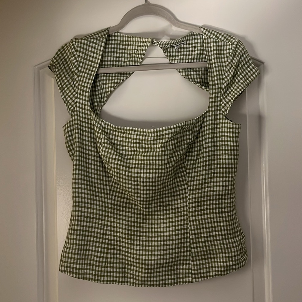Reformation Cora Linen Gingham Top - Picture 3 of 10